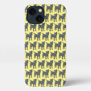 Jack Russell Terrier Dog Silhouette Grid Yellow iPhone 13 Hülle