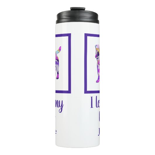 Jack Russell Terrier Dog Silhouette Lila PY&B Thermosbecher (Vorderseite)