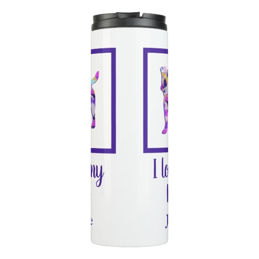 Jack Russell Terrier Dog Silhouette Lila PY&B Thermosbecher (Rückseite)