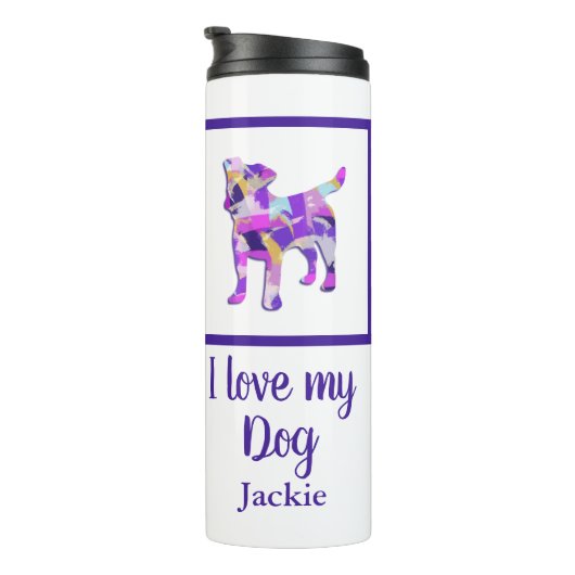 Jack Russell Terrier Dog Silhouette Lila PY&B Thermosbecher (Nach rechts gedreht)