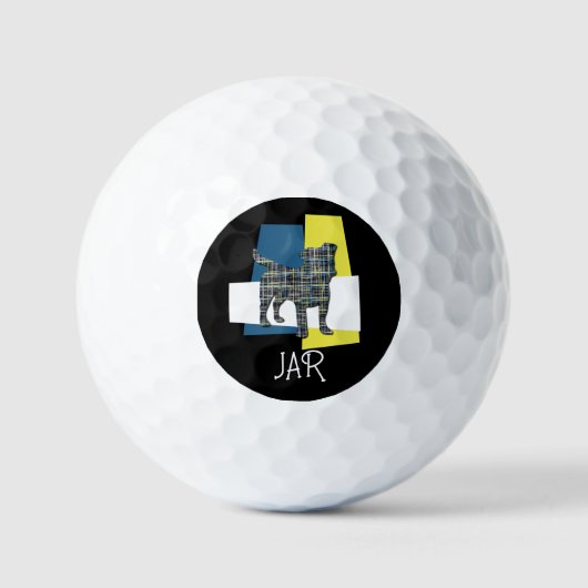 Jack Russell Terrier Dog Silhouette Mono TriGrid Golfball (Vorderseite)