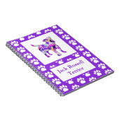 Jack Russell Terrier Dog Silhouette Paw PurplePY&B Notizblock (Rechte Seite)