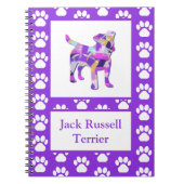 Jack Russell Terrier Dog Silhouette Paw PurplePY&B Notizblock (Vorderseite)