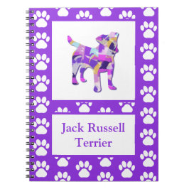 Jack Russell Terrier Dog Silhouette Paw PurplePY&B Notizblock