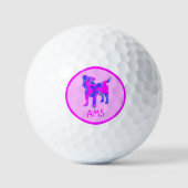 Jack Russell Terrier Dog Silhouette Pink Monogramm Golfball (Vorderseite)