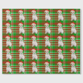 Jack Russell Terrier Dog und Karierter Weihnachtsw Geschenkpapier (Flach)