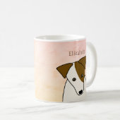 Jack Russell Terrier dog w head neigt personalisie Kaffeetasse (VorderseiteRechts)