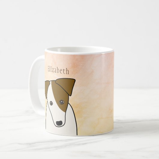 Jack Russell Terrier dog w head neigt personalisie Kaffeetasse (Vorderseite Links)