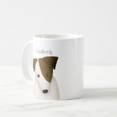 Jack Russell Terrier dog w head neigt personalisie Kaffeetasse (Vorderseite Links)