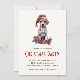 Jack Russell Terrier Dog Weihnachtsmannmütze Weihn Einladung