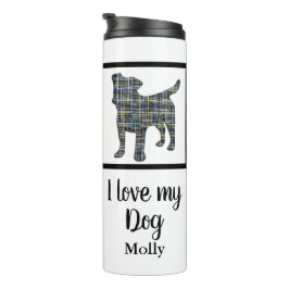 Jack Russell Terrier Dog Yellow & Blue Silhouette Thermosbecher