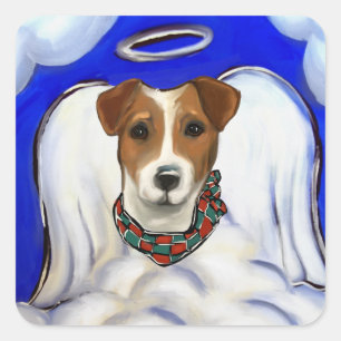 Jack Russell Terrier Engel Quadratischer Aufkleber