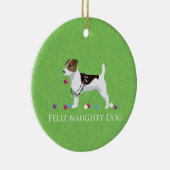 Jack Russell Terrier Feliz Naughty Dog Weihnachten Keramikornament (Rechts)