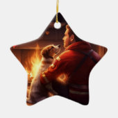 Jack Russell Terrier Fireman, Puppy, Pet Dog Lover Keramik Ornament (Vorne)