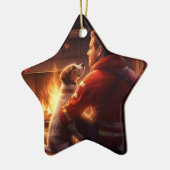 Jack Russell Terrier Fireman, Puppy, Pet Dog Lover Keramik Ornament (Links)