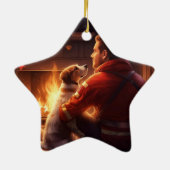 Jack Russell Terrier Fireman, Puppy, Pet Dog Lover Keramik Ornament (Hinten)