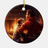 Jack Russell Terrier Fireman, Puppy, Pet Dog Lover Keramik Ornament (Vorne)