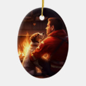 Jack Russell Terrier Fireman, Puppy, Pet Dog Lover Keramik Ornament (Vorne)