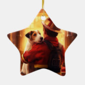 Jack Russell Terrier Fireman, Puppy, Pet Dog Lover Keramik Ornament (Hinten)