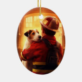 Jack Russell Terrier Fireman, Puppy, Pet Dog Lover Keramik Ornament (Hinten)