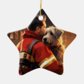 Jack Russell Terrier Fireman, Puppy, Pet Dog Lover Keramik Ornament (Vorne)