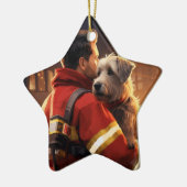 Jack Russell Terrier Fireman, Puppy, Pet Dog Lover Keramik Ornament (Links)
