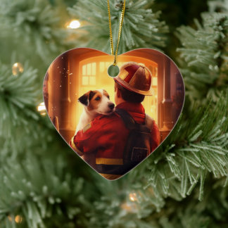 Jack Russell Terrier Fireman, Puppy, Pet Dog Lover Keramik Ornament