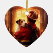 Jack Russell Terrier Fireman, Puppy, Pet Dog Lover Keramik Ornament (Vorne)