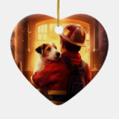 Jack Russell Terrier Fireman, Puppy, Pet Dog Lover Keramik Ornament (Hinten)