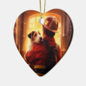 Jack Russell Terrier Fireman, Puppy, Pet Dog Lover Keramik Ornament (Links)
