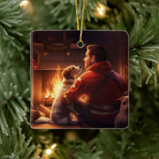 Jack Russell Terrier Fireman, Puppy, Pet Dog Lover Keramikornament