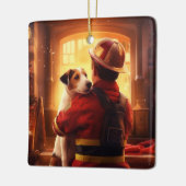 Jack Russell Terrier Fireman, Puppy, Pet Dog Lover Keramikornament (Links)