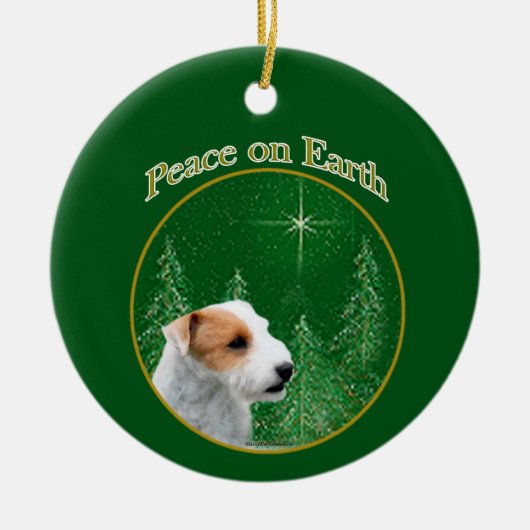 Jack Russell Terrier (gebrochen) Peace Schlüsselan Keramik Ornament (Vorne)
