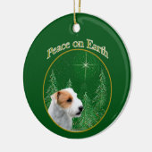 Jack Russell Terrier (gebrochen) Peace Schlüsselan Keramik Ornament (Links)