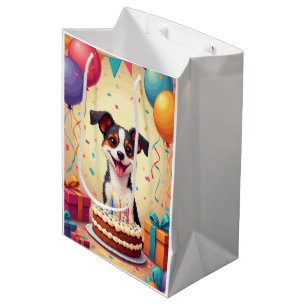 Jack Russell Terrier Geburtstagsfeier Mittlere Geschenktüte