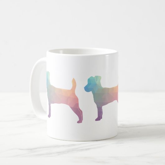 Jack Russell Terrier Geometric Muster Silhouette Kaffeetasse (Vorderseite Links)
