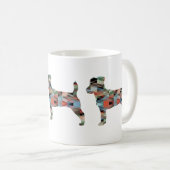 Jack Russell Terrier Geometric Muster Silhouette Kaffeetasse (VorderseiteRechts)