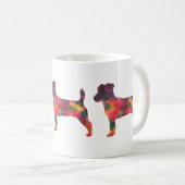Jack Russell Terrier Geometric Muster Silhouette Kaffeetasse (VorderseiteRechts)