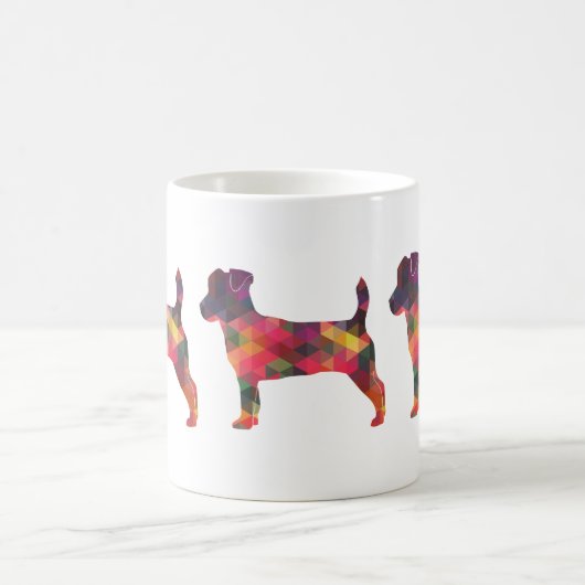Jack Russell Terrier Geometric Muster Silhouette Kaffeetasse (Mittel)