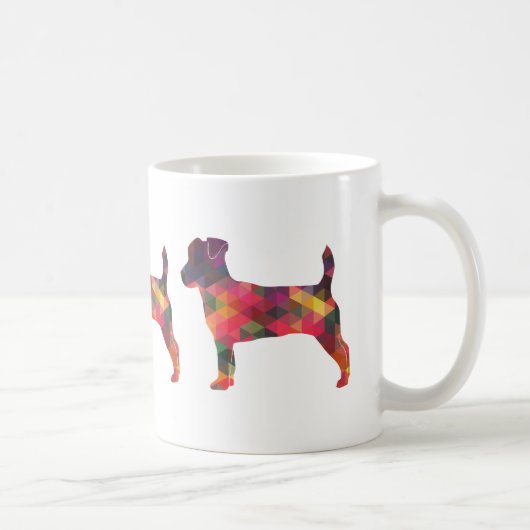 Jack Russell Terrier Geometric Muster Silhouette Kaffeetasse (Rechts)