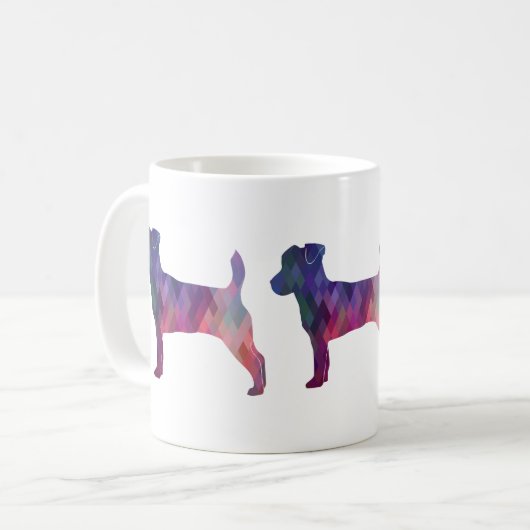 Jack Russell Terrier Geometric Muster Silhouette Kaffeetasse (Vorderseite Links)