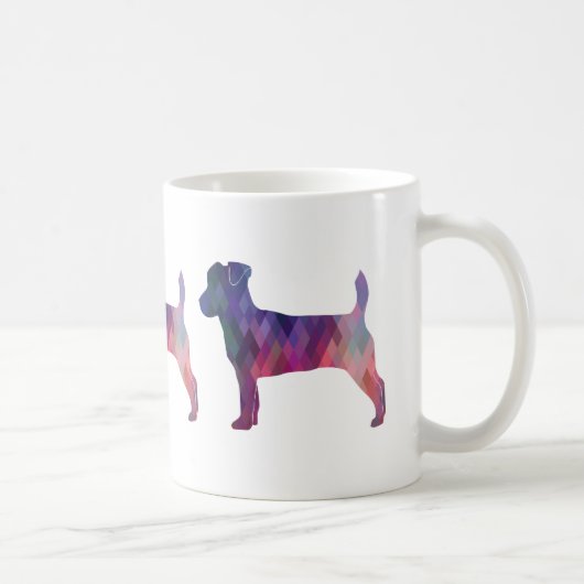 Jack Russell Terrier Geometric Muster Silhouette Kaffeetasse (Rechts)