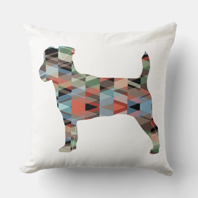 Jack Russell Terrier Geometric Muster Silhouette Kissen (Vorderseite)