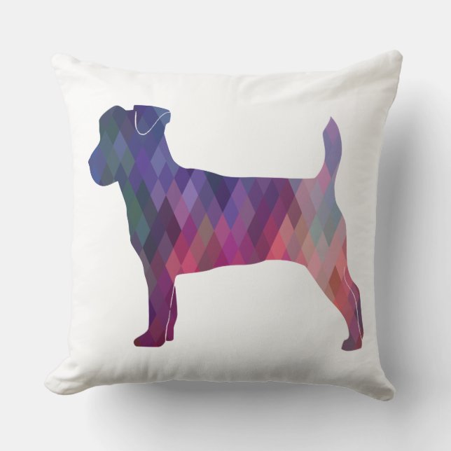 Jack Russell Terrier Geometric Muster Silhouette Kissen (Vorderseite)
