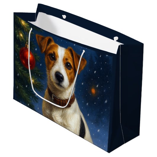 Jack Russell Terrier Geschenktasche Große Geschenktüte (Vorderseite Schrägansicht)