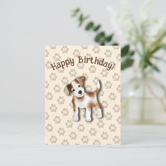 Jack Russell Terrier Happy Birthday Editable Postkarte (Stehend Vorderseite)
