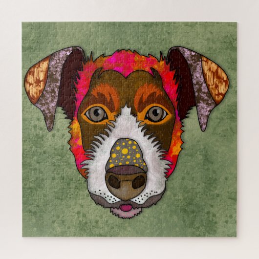 Jack Russell Terrier hässlich gegenüber Jigsaw Puz Puzzle (Vertikal)