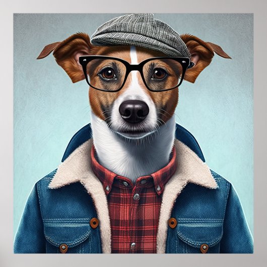 Jack Russell Terrier Hipster Dog Poster (Vorne)