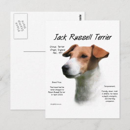 Jack Russell Terrier History Postkarte (Vorne/Hinten)