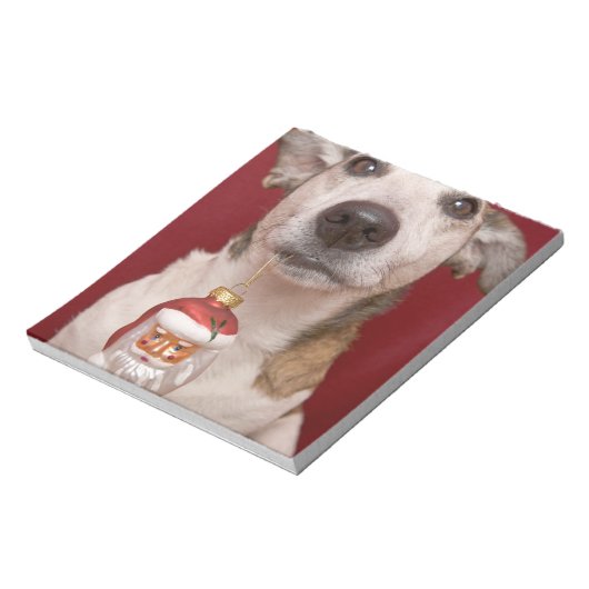 Jack Russell Terrier Holding Weihnachtsschmuck Notizblock (Rotiert)